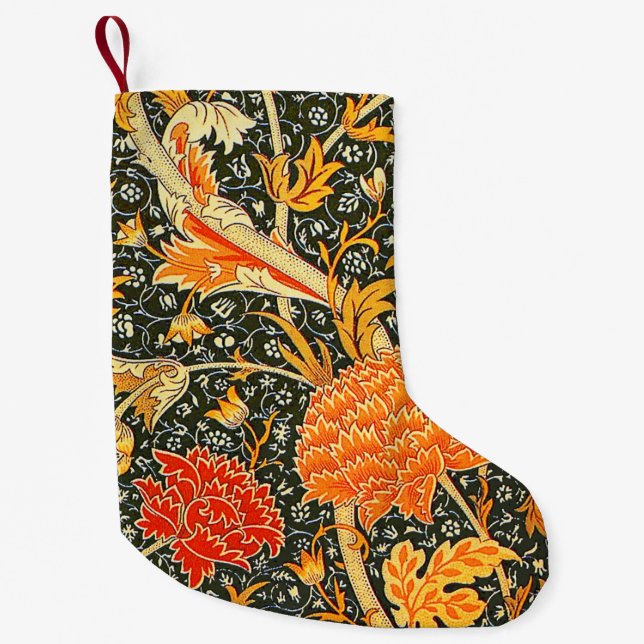 Meia De Natal Pequena Padrão Floral Vintage William Morris Cray (Frente)