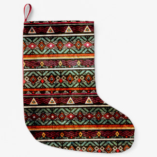 Meia De Natal Pequena Padrão foliar tribal grunge ethno estilo retro