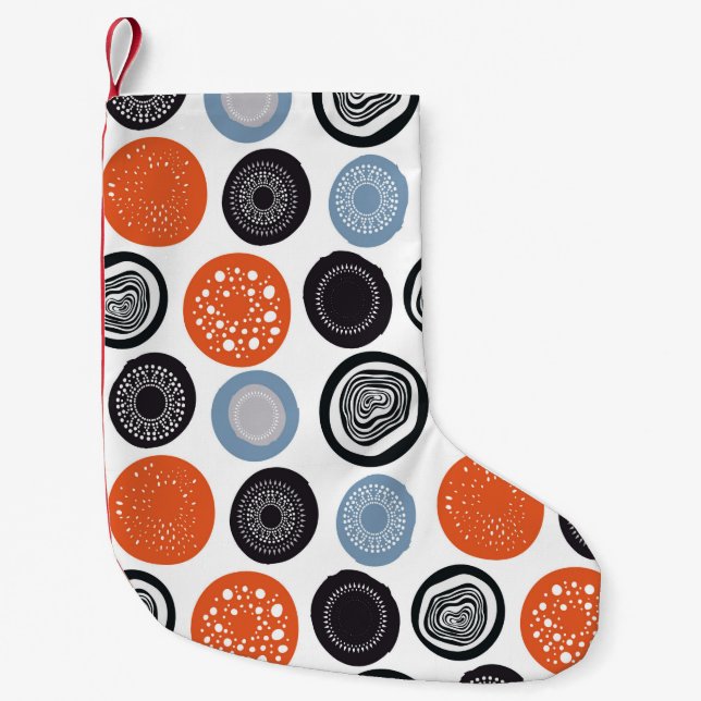 Meia De Natal Pequena Padrão geométrico moderno com círculos desenhados (Frente)