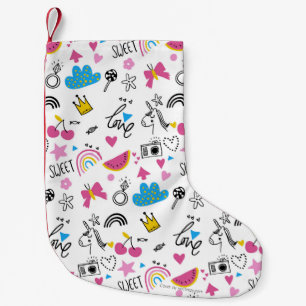 Meia De Natal Pequena Padrão Ilustrado Moderno de Cartoon de Crianças Bo