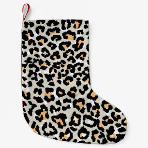 Meia De Natal Pequena padrão leopardo, colorido, sem costura