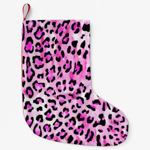 Meia De Natal Pequena padrão leopardo sem costura cor rosa do desenhar m
