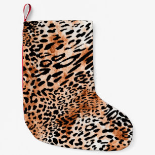 Meia De Natal Pequena Padrão leopardo sem costura, impressão animal af