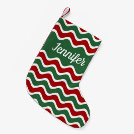 Meia De Natal Pequena Padrão Listrado Verde Vermelho