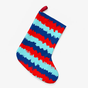 Meia De Natal Pequena Padrão Listrado Vermelho e Azul