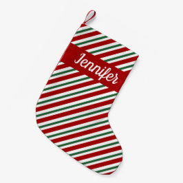 Meia De Natal Pequena Padrão Listrado Vermelho e Verde