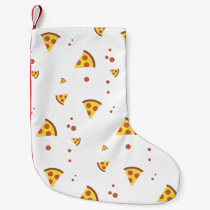 Meia De Natal Pequena Padrão Minimalista de Pizza de Pepperoni Retro Eng