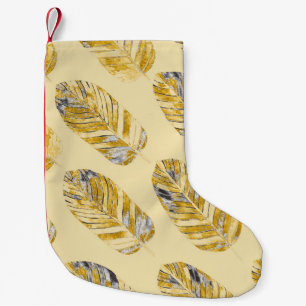 Meia De Natal Pequena Padrão Moderno das Folhas Tropicais de Aquarela