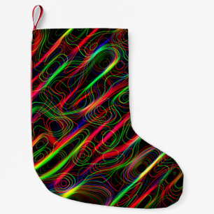 Meia De Natal Pequena Padrão Neon Multicolor Curvy Line - LEGAL
