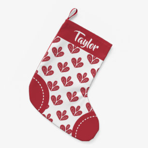 Meia De Natal Pequena Padrão Nórdico Natal Vermelho Branco Personalizado