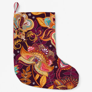 Meia De Natal Pequena Padrão perfeito brilhante no estilo paisley. Colo