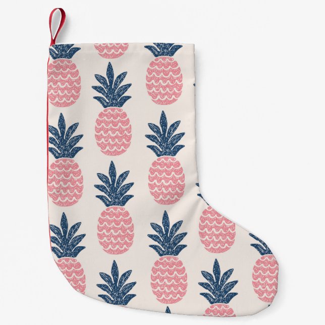 Meia De Natal Pequena Padrão perfeito de abacaxi divertido (Frente)