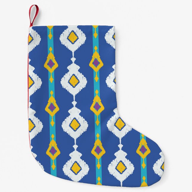 Meia De Natal Pequena Padrão perfeito Ikat  (Frente)