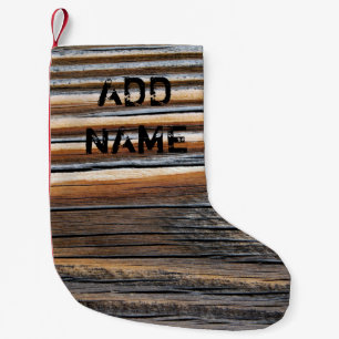 Meia De Natal Pequena Padrão Personalizado de Grão de Madeira