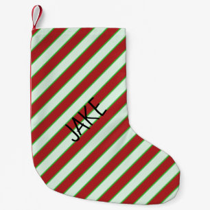Meia De Natal Pequena Padrão Pinstriped vermelho e verde