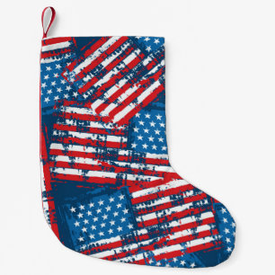 Meia De Natal Pequena Padrão Pintado de Bandeira Americana Incomodada