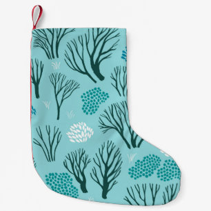 Meia De Natal Pequena padrão sem costura com a floresta de inverno