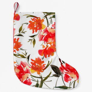 Meia De Natal Pequena Padrão sem costura com flores aquáticas. Mão-dr