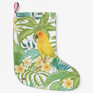 Meia De Natal Pequena Padrão sem costura com flores Plumeria, folhas e 