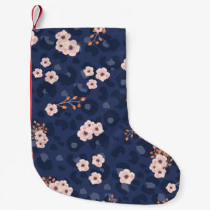 Meia De Natal Pequena Padrão sem costura com pele-leopardo e cor-de-rosa