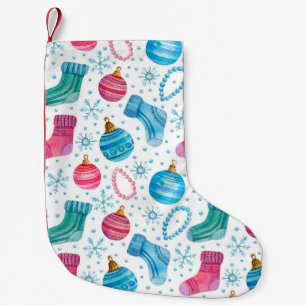 Meia De Natal Pequena Padrão sem costura de aquarela com estoque de Nata