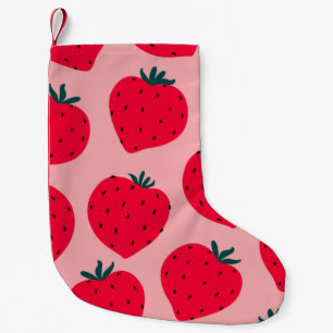 Meia De Natal Pequena Padrão sem costura de morango moderno. Grande rod