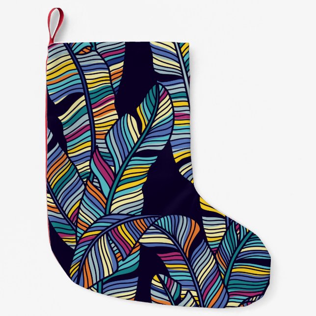 Meia De Natal Pequena Padrão sem costura de palmeiras tropicais (Frente)