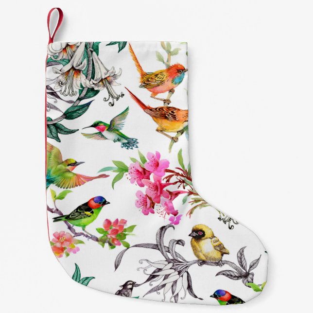 Meia De Natal Pequena Padrão sem costura desenhado à mão de aquarelas co (Frente)