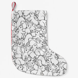 Meia De Natal Pequena Padrão sem costura, fundo com coelhos fofos, ha