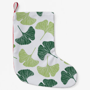 Meia De Natal Pequena Padrão sem costura Ginkgo biloba verde