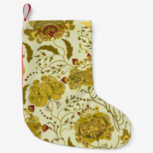 Meia De Natal Pequena Padrão sem costura, grandes flores índias paisley.