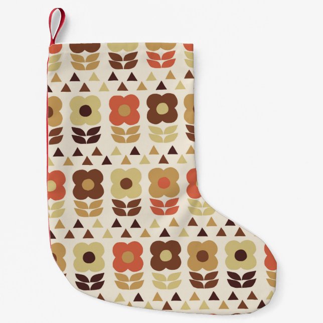 Meia De Natal Pequena Padrão sem descontinuidades das flores retrorrefle (Frente)