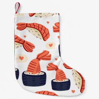 Meia De Natal Pequena Padrão Sushi Japonês de Comida Invisível