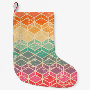 Meia De Natal Pequena Padrão Tetragonal Geométrico Grunge Sem Costura