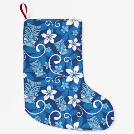 MEIA DE NATAL PEQUENA PADRÃO TIKI LUAU (AZUL BRILHANTE)