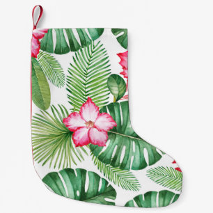 Meia De Natal Pequena Padrão tropical uniforme de aquarela