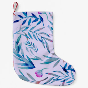Meia De Natal Pequena Padrão uniforme de aquarela. Ornamento botânico. L