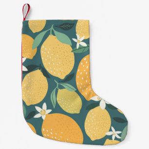 Meia De Natal Pequena Padrão uniforme de frutas de limão