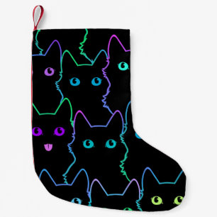 Meia De Natal Pequena padrão uniforme de silhouettespattern de gato fofo