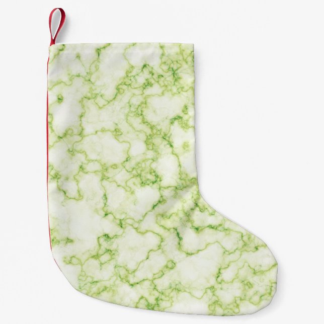 Meia De Natal Pequena Padrão Verde Marble (Frente)