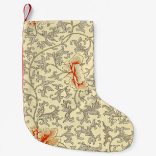 Meia De Natal Pequena Padrão Vintage Owen Jones: Coral Floral Cinza