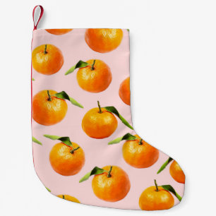 Meia De Natal Pequena Padrões sem costura com folhas de tangerinas