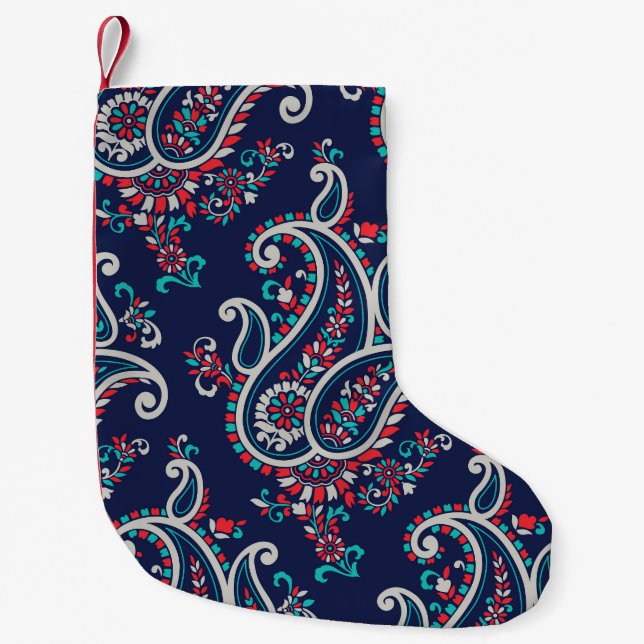 Meia De Natal Pequena Paisley Asiático: Design tradicional sem costura. (Frente)