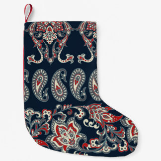 Meia De Natal Pequena Paisley floral, padrão de vinheta damasco.