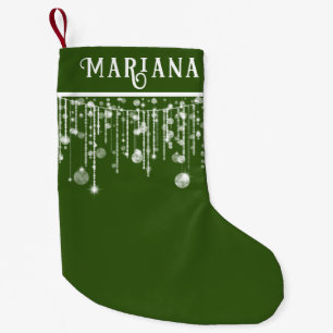 Meia De Natal Pequena Palha Verde Luz Natal Pequeno