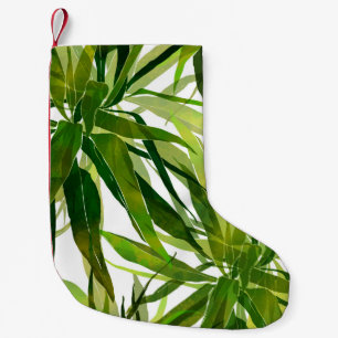Meia De Natal Pequena Palma Folha Pintada Mão