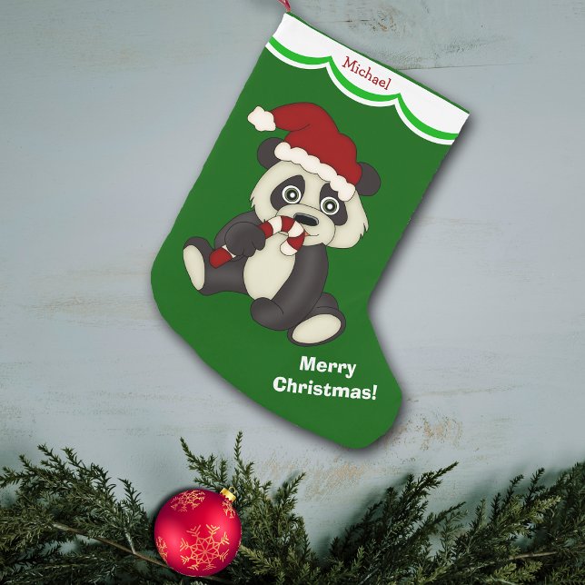Meia De Natal Pequena Panda Bear Feliz Natal Personalizado (Criador carregado)
