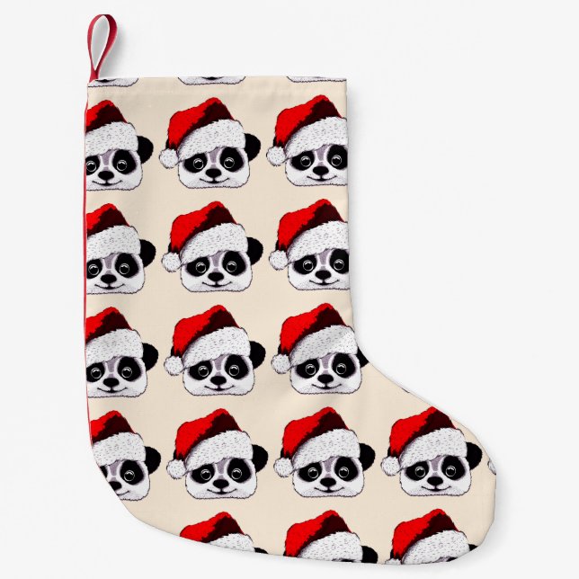 Meia De Natal Pequena panda bonito engraçada no Natal (Frente)