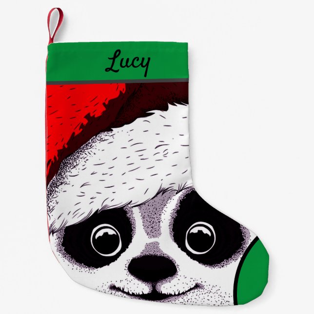 Meia De Natal Pequena panda engraçada e fofa no Natal (Frente)