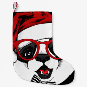 Meia De Natal Pequena panda fofo engraçado no Natal